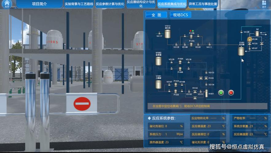 化工专业高危反应虚拟仿真操作界面