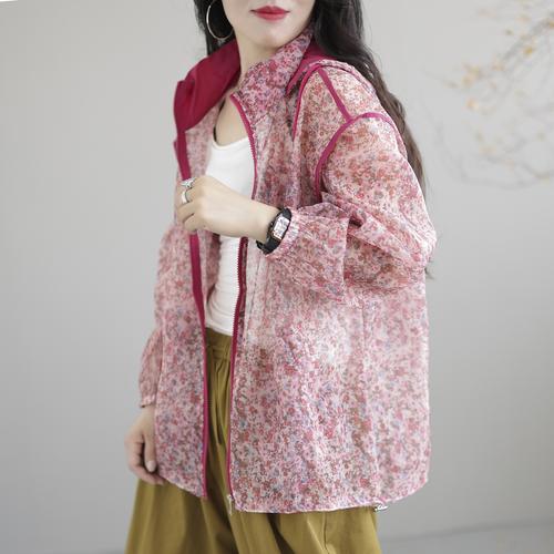 春季户外长袖外套纱巾花粉防护搭配