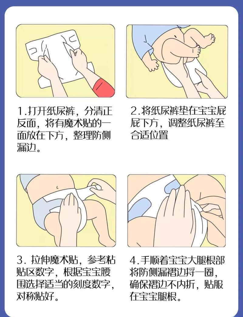 新生儿换尿不湿折边避开肚脐示意图