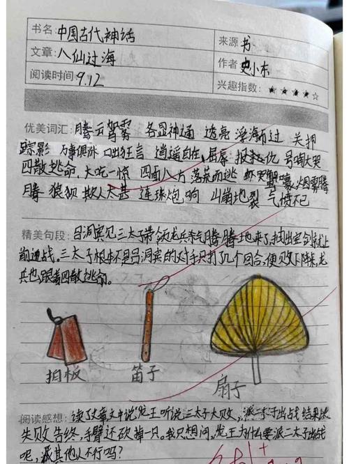 小学四年级学生字迹工整的抄书式读书笔记页面