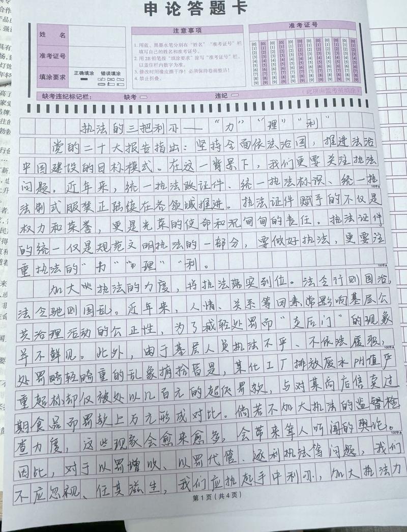 申论阅卷评分规则中反套话要求的实拍截图