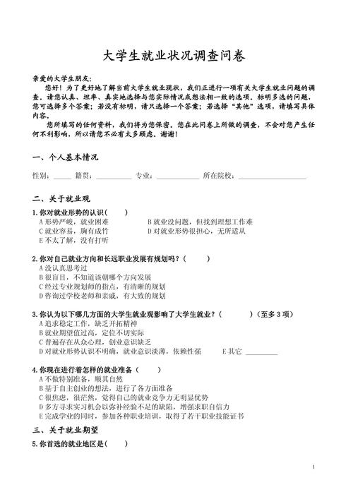 大学生求职能力匹配度自测问卷片段