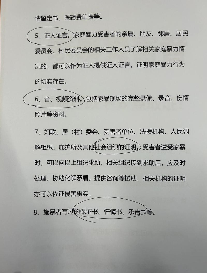 家暴报警后证据留存手写清单