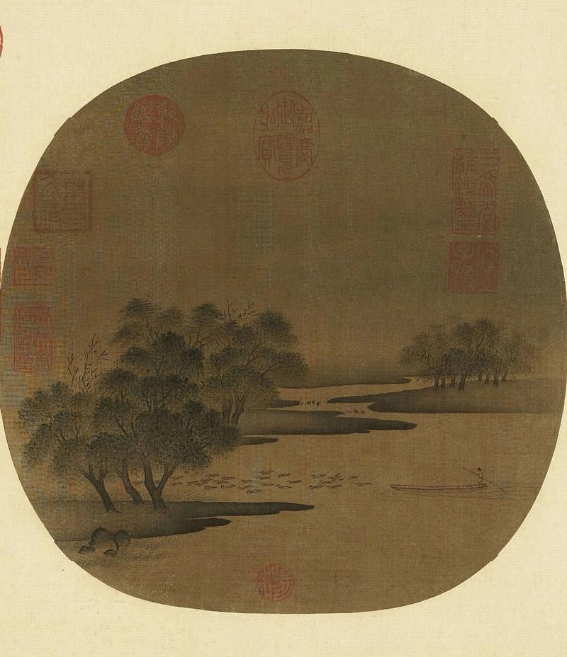 北宋惠崇春江晚景图残卷宋画真迹