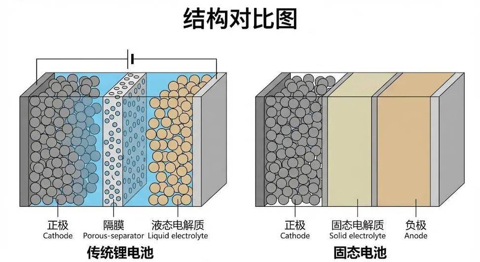 全固态电池内部结构微观示意图