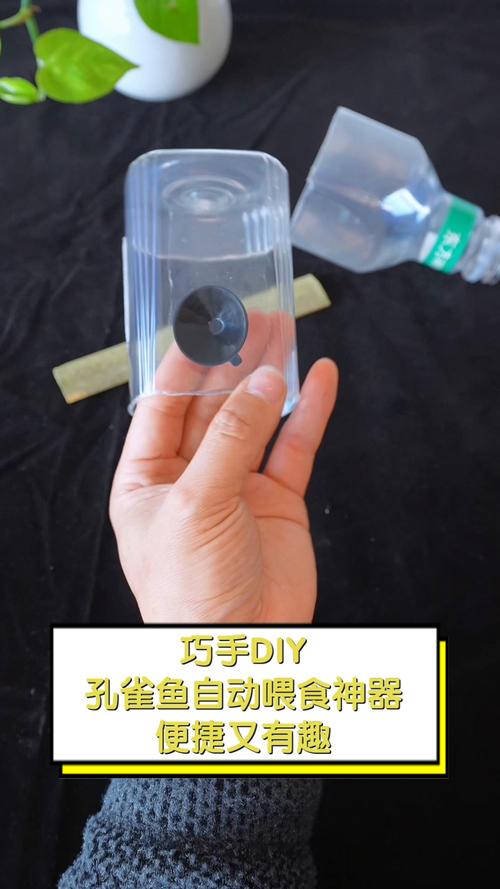 儿童手工改造旧玩具自动喂鱼器作品