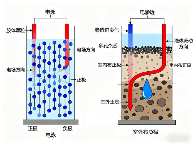 电泳涂装原理电场和沉积示意图