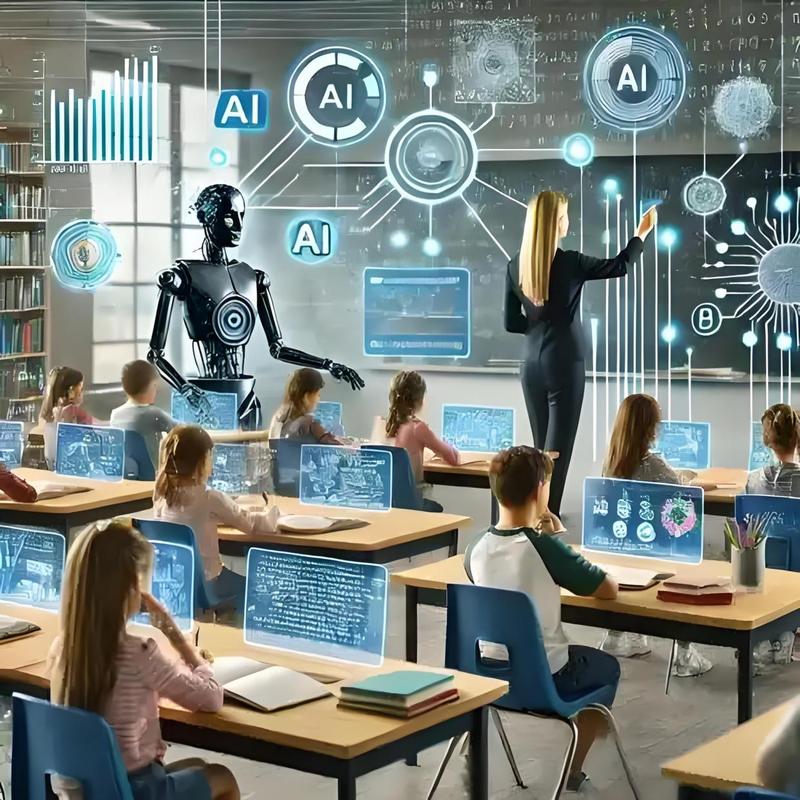 中学教室学生使用AI学习场景