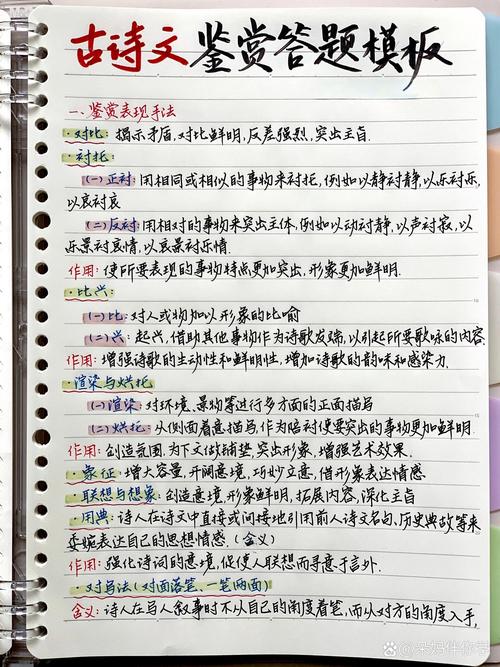 高中语文课堂上老师指着PPT讲古诗文答题模板的现场