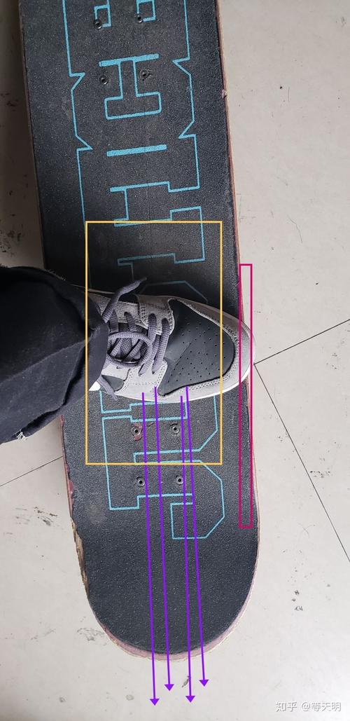 滑板ollie刷板前脚正确摩擦路径特写
