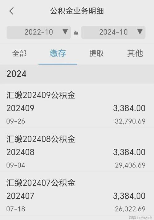 住房公积金个人账户缴存流水单
