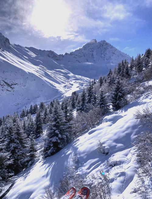 法国三山谷高雪维尔粉雪峡谷地形