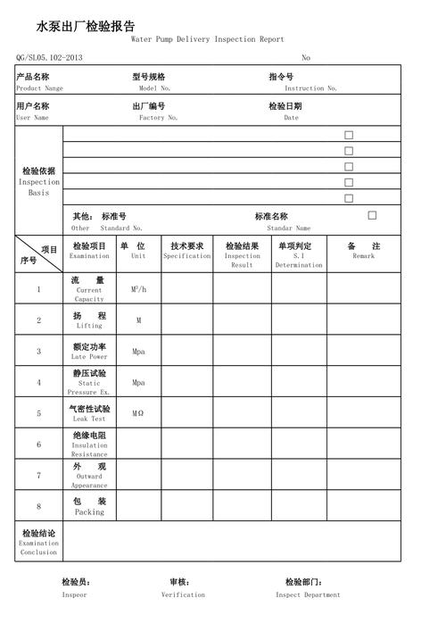 水泵出厂前最终检验环节