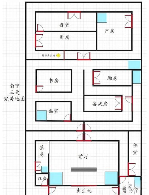 推理小说密室杀人现场平面图示意
