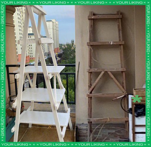 旧木梯刷漆改造成阳台花架