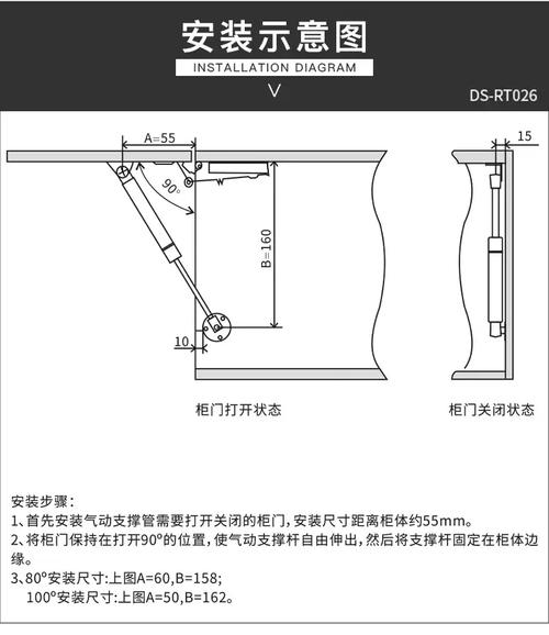 橱柜上翻门气撑结构拆解图