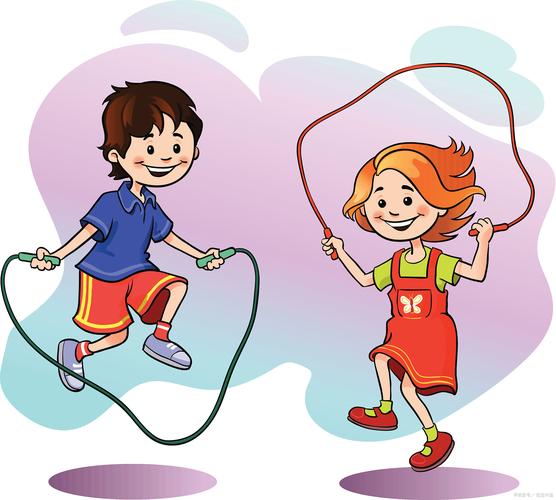 孩子跳绳表情痛苦的场景图