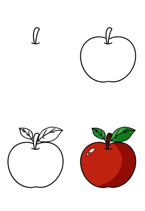 小学分数分苹果手绘草稿图
