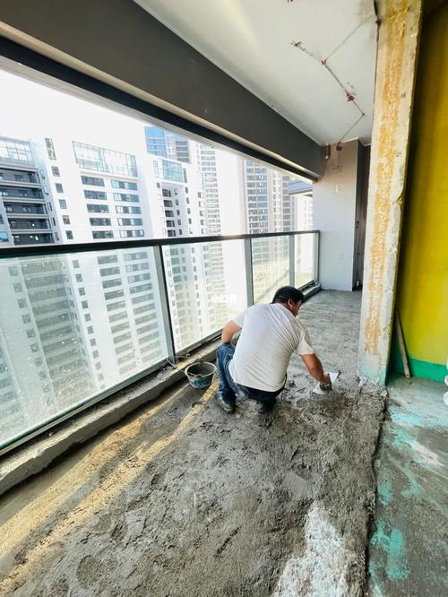 阳台排水坡度找坡施工实拍