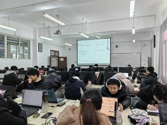 大学生宿舍里学习数据分析与运营课程的场景