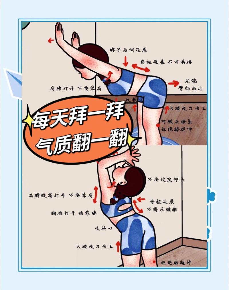 后背贴墙呼吸放松动作示意图
