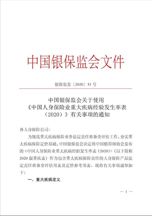 中国银保监会2020重疾定义修订官方文件
