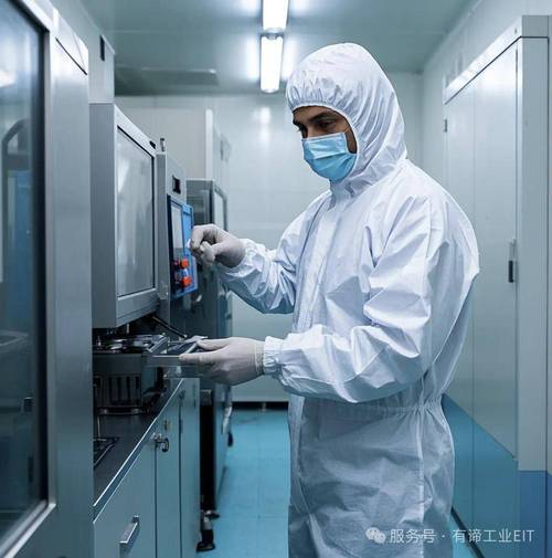 半导体无尘车间工程师穿戴无尘服作业实拍