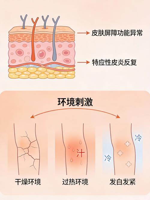 特应性皮炎儿童与健康儿童皮肤屏障对比示意图