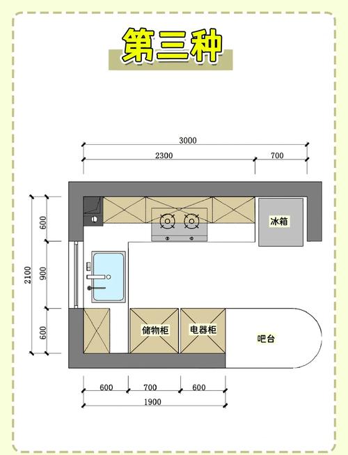 小户型厨房黄金三角动线设计平面图