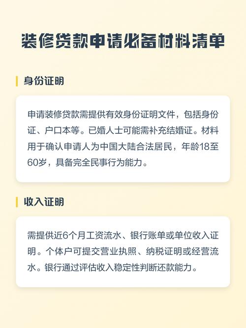 国有银行个人装修贷款申请材料清单图