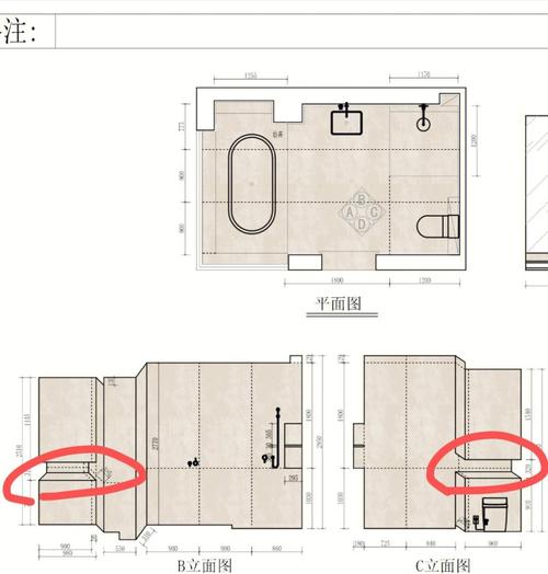 卫生间异形砖预排版放样示意图