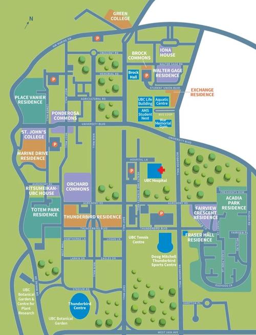 美国大学校园宿舍位置分布图