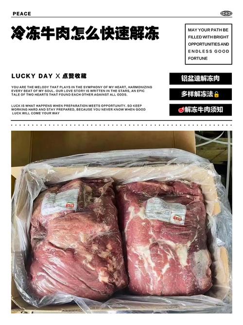 密封袋封装的冻牛肉放在冷藏层自然解冻