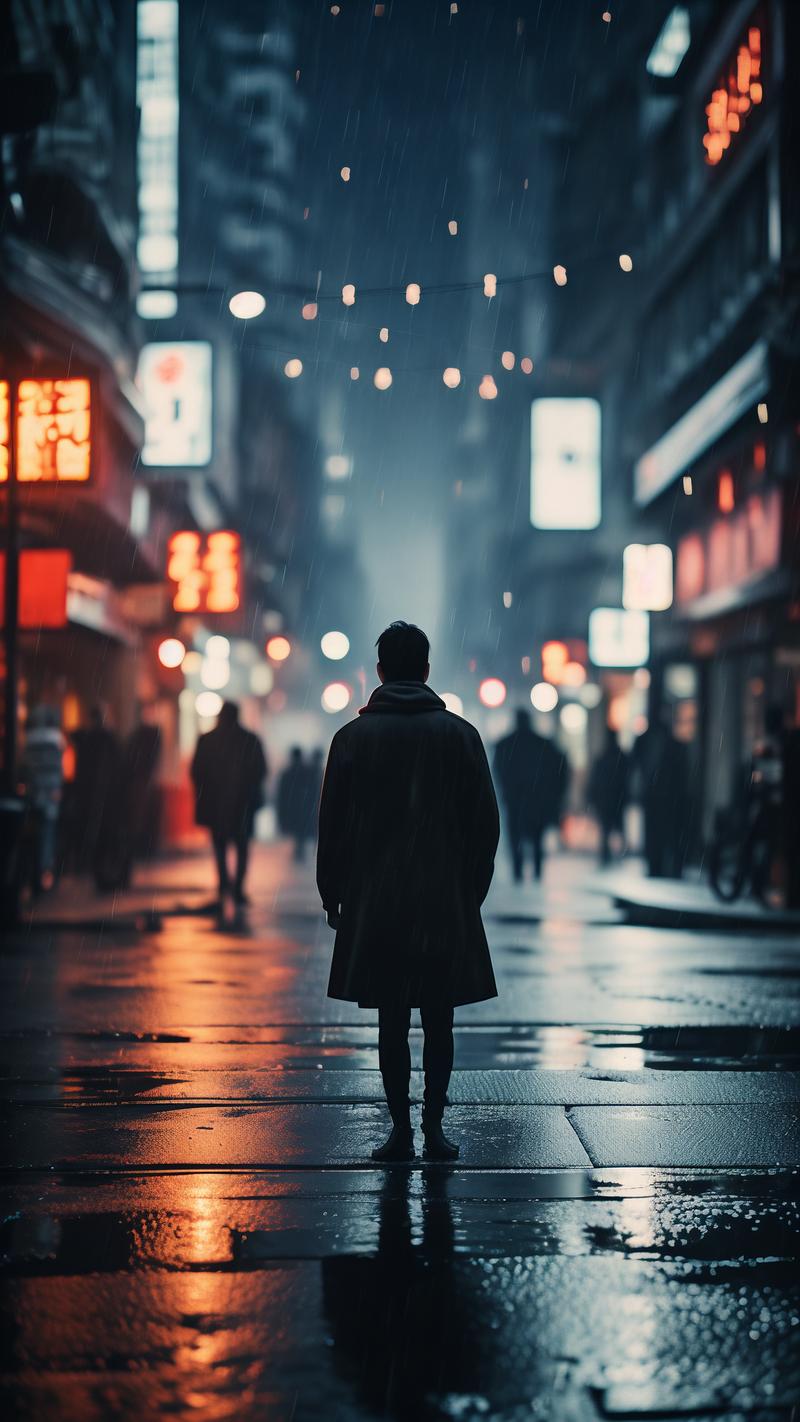 游客人群与孤独行走者