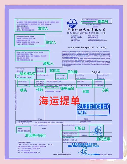 皱巴巴的跨境海运提货收据