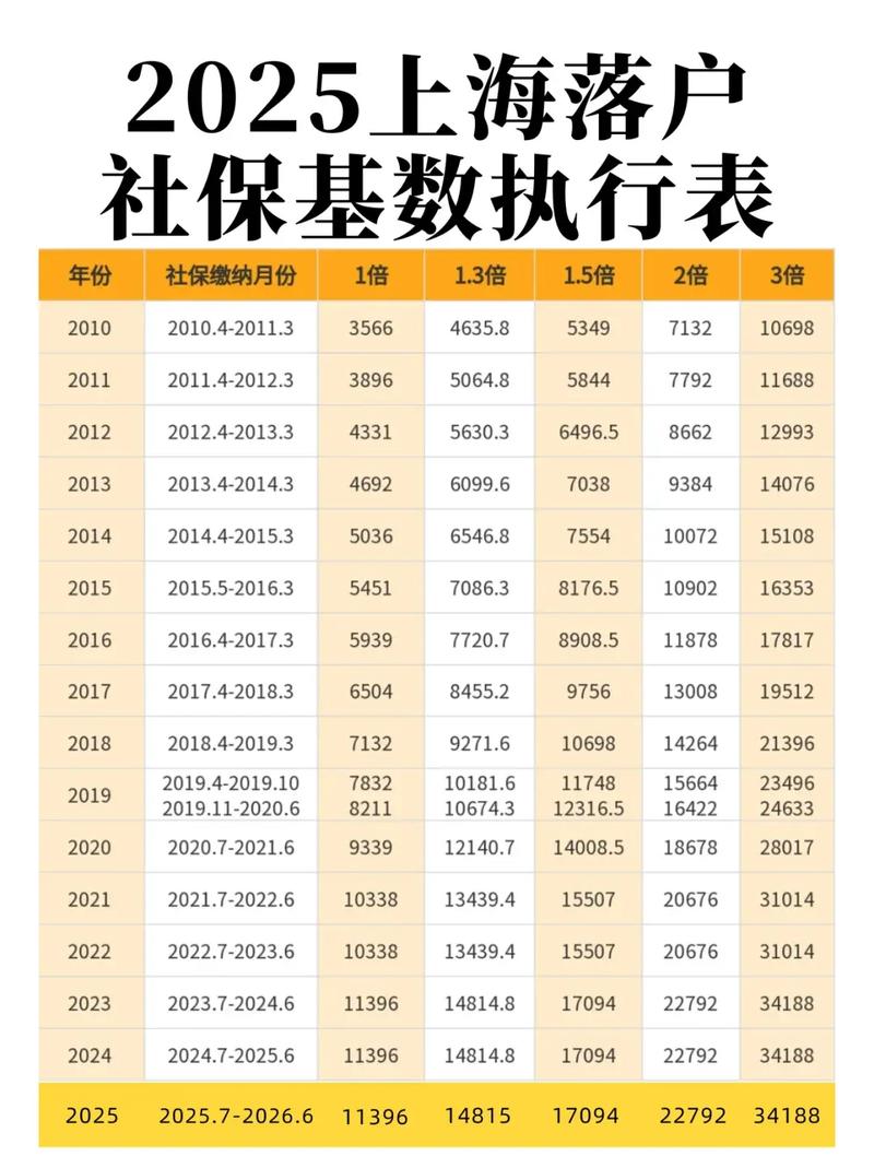 2025年上海留学生落户社保基数要求表格