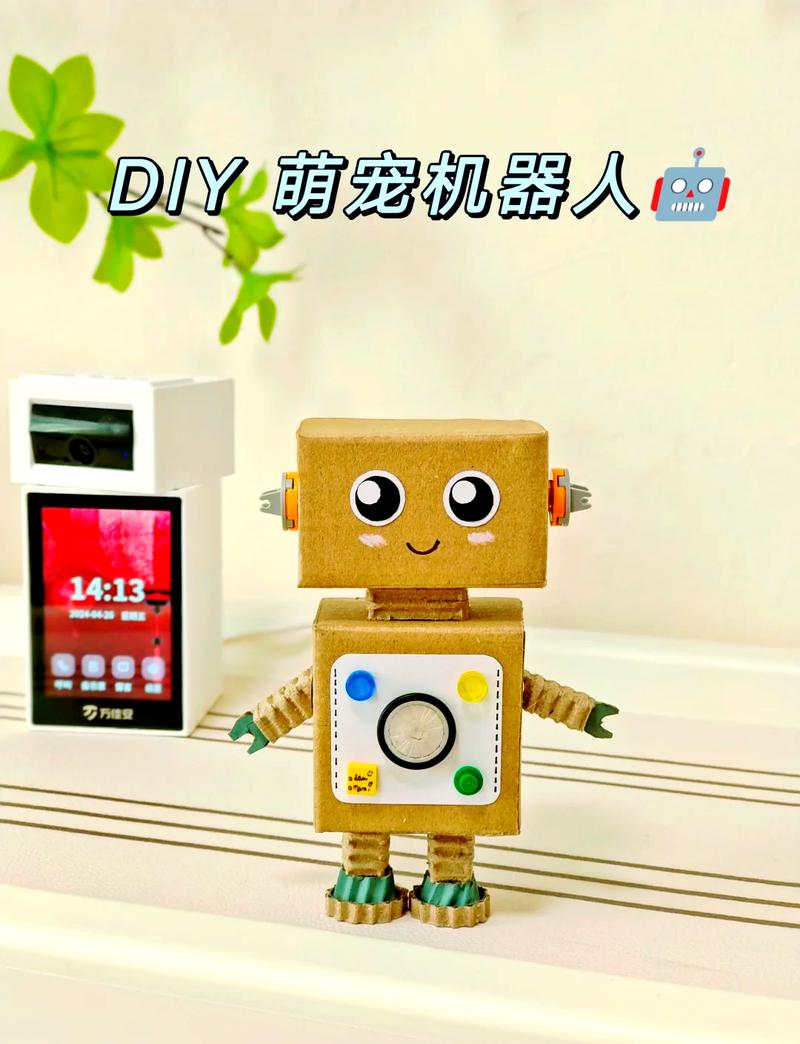 孩子用废旧金属零件组装手工机器人
