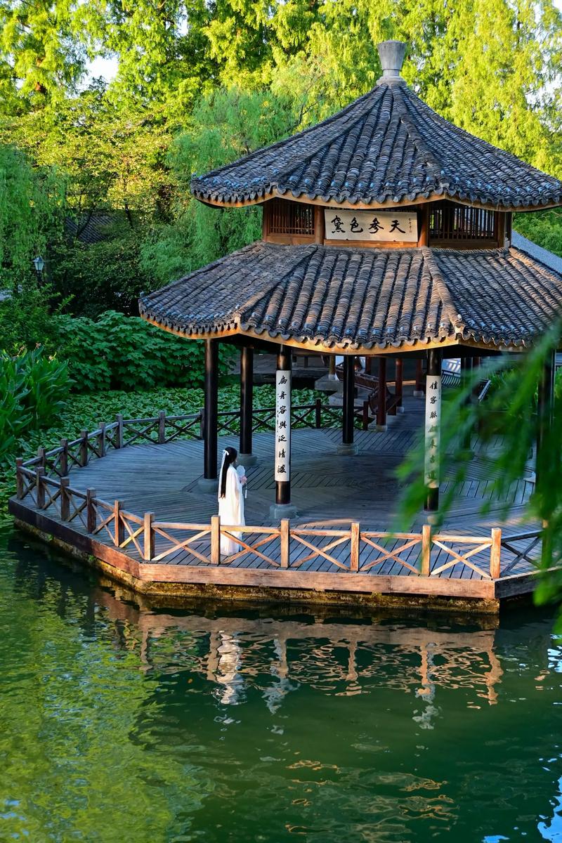 西湖茅家埠的静谧水景