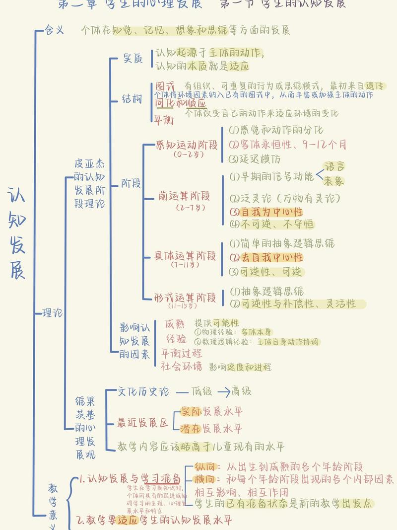 儿童认知发展知识点连接示意图 教育心理学