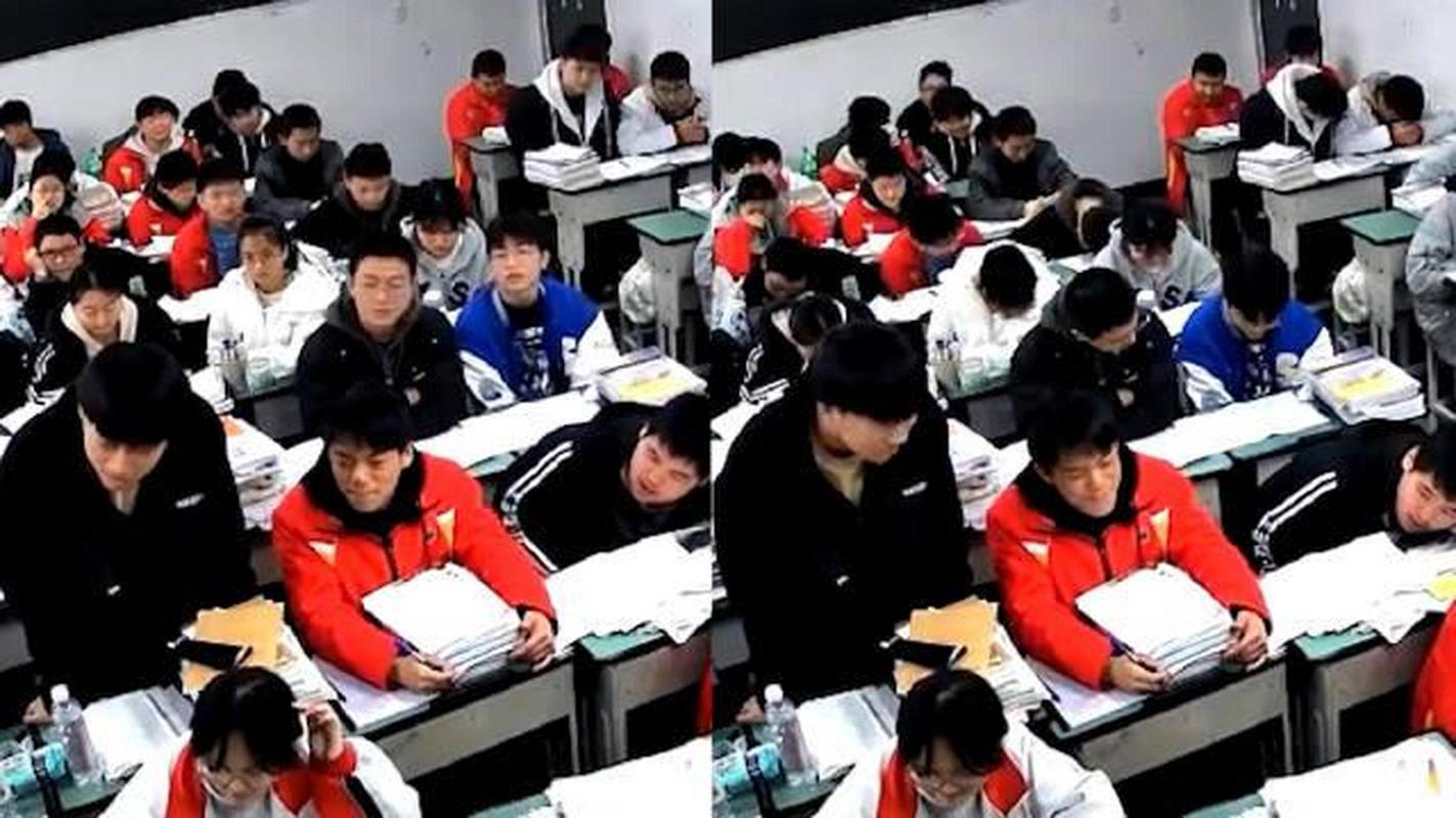中小学教室中学生低头回避提问场景