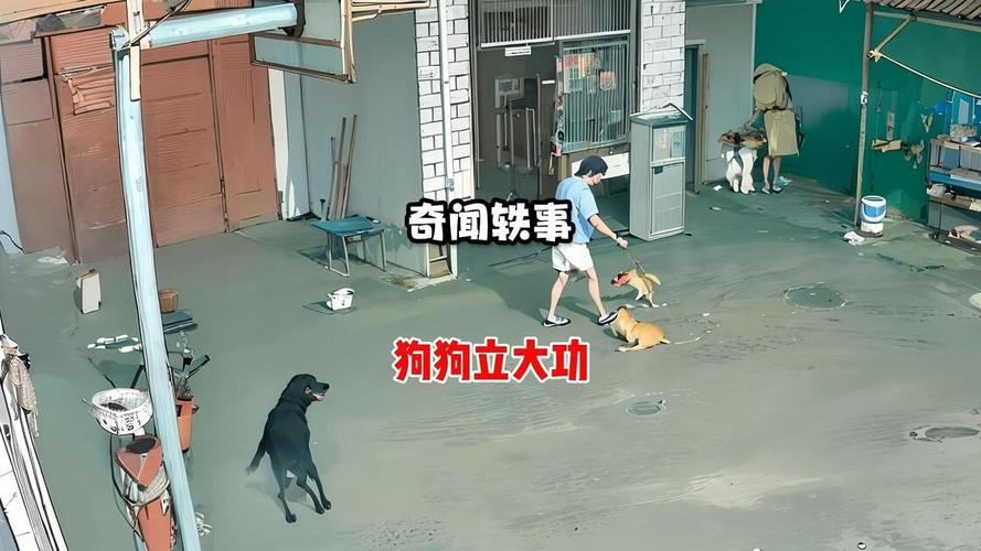 狗狗在家门口对着上门快递员吠叫日常场景