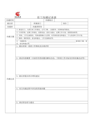 制造工厂班组长员工一对一沟通记录表图