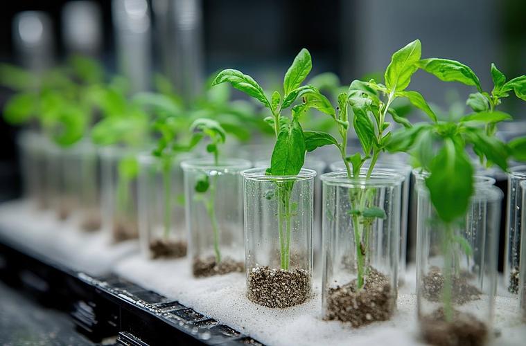 科学实验室中的植物试管苗