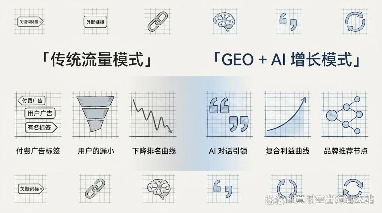 出海独立站GEO流量优化效果对比图