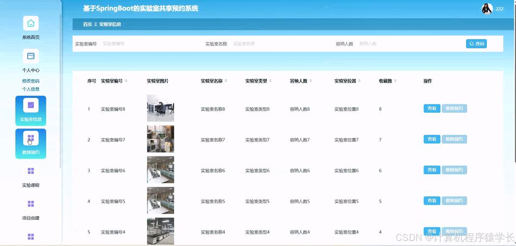 高校科研设备共享预约系统后台界面
