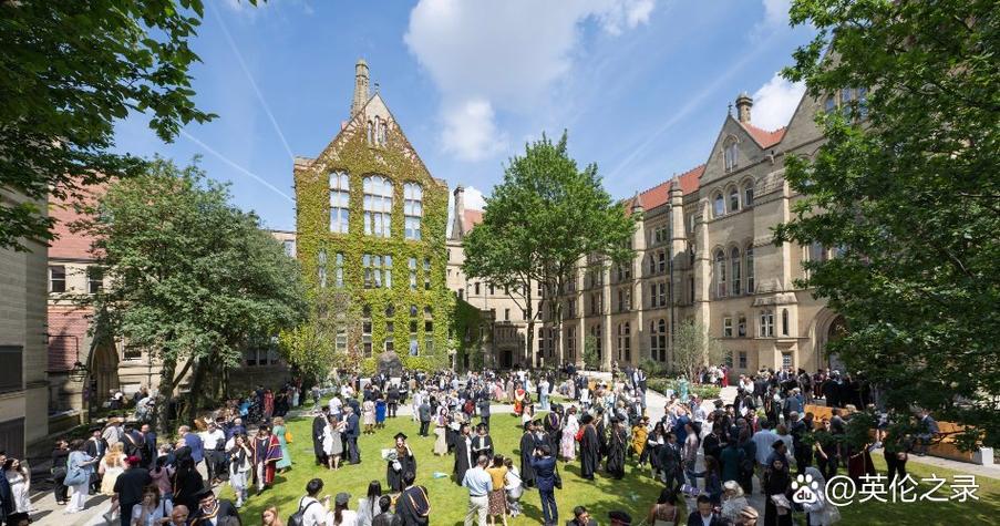 英国曼彻斯特大学户外开学典礼新生大合影
