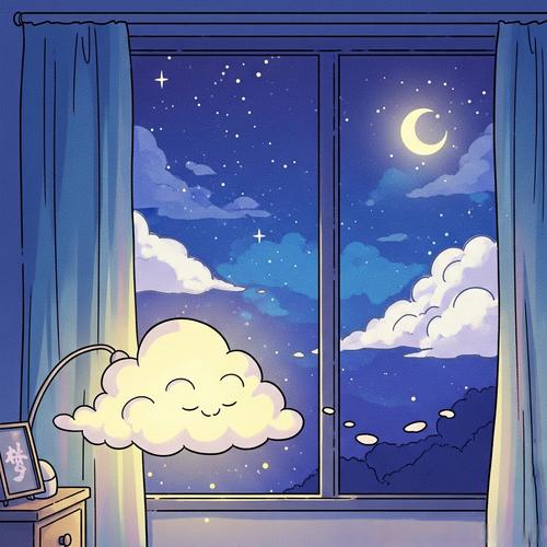新月夜空与早睡习惯生活插画