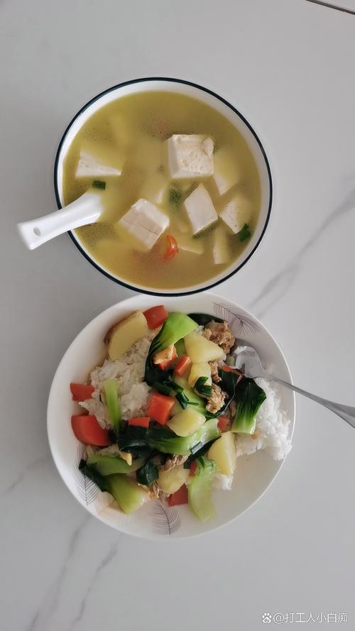 单人份电锅煮青菜瘦肉简易午餐