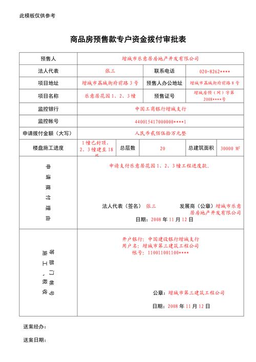 商品房预售资金监管施工节点拨款标准表