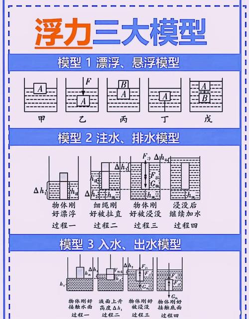 浮力计算物体沉浮状态受力分析图